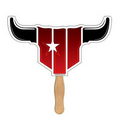 Longhorn Bull Stock Shape Fan w/ Wooden Stick